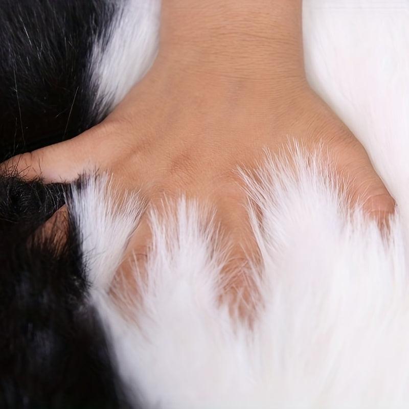 Panda Faux Sheepskin Fur Area Rug Non-slip Washable Mat for Living Room Bedroom