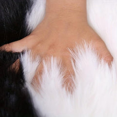 Panda Faux Sheepskin Fur Area Rug Non-slip Washable Mat for Living Room Bedroom