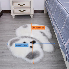 Panda Faux Sheepskin Fur Area Rug Non-slip Washable Mat for Living Room Bedroom