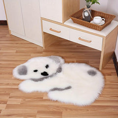 Panda Faux Sheepskin Fur Area Rug Non-slip Washable Mat for Living Room Bedroom