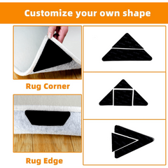12pcs Rug Tape Anti Curling Non Slip Reusable Rug Pad for Hardwood Floors