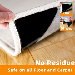 12pcs Rug Tape Anti Curling Non Slip Reusable Rug Pad for Hardwood Floors