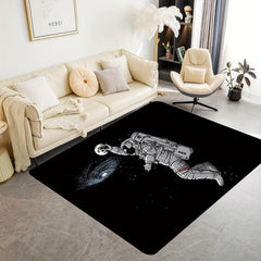 Astronaut Printed Floor Mat Non Slip Flannel Soft Rug