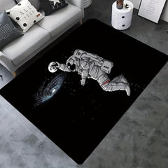 Astronaut Printed Floor Mat Non Slip Flannel Soft Rug