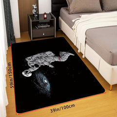 Astronaut Printed Floor Mat Non Slip Flannel Soft Rug