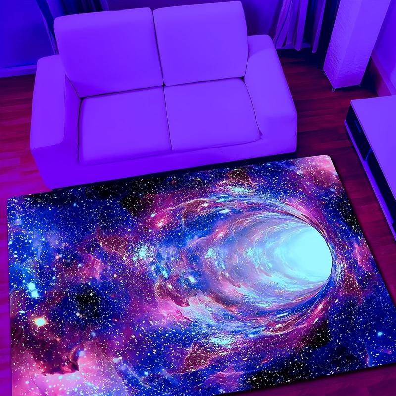 Universe Printed Flannel Carpet, Anti-slip & Anti-dirt Mat for Home Living Room