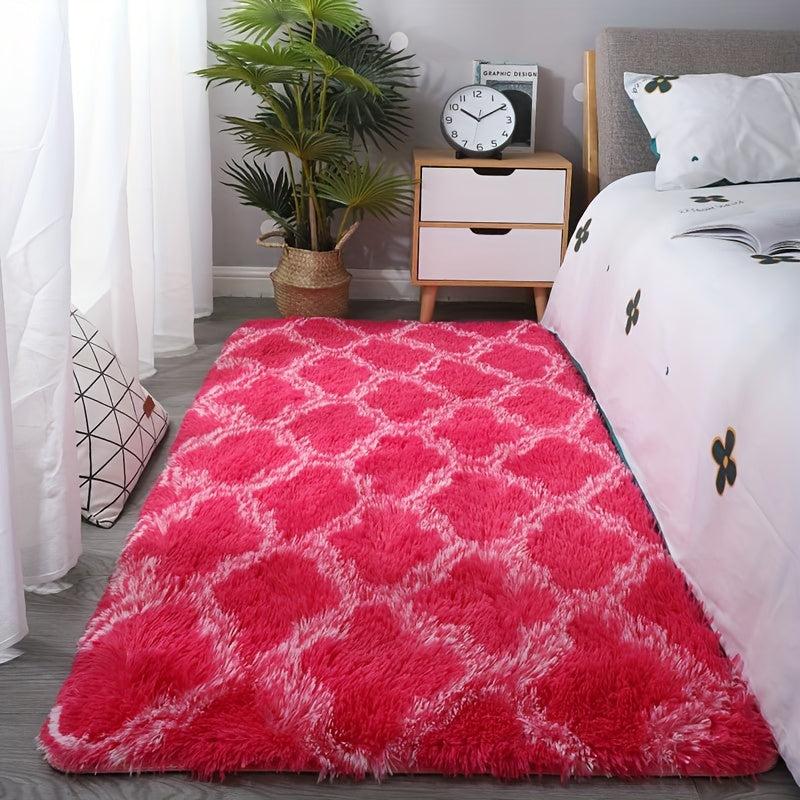 Soft Area Rug Fluffy Non-slip Tie Dyed Bedside Rug