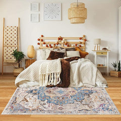 Stain Resistant Vintage Boho Area Rug with Anti Slip Backing