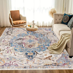 Stain Resistant Vintage Boho Area Rug with Anti Slip Backing