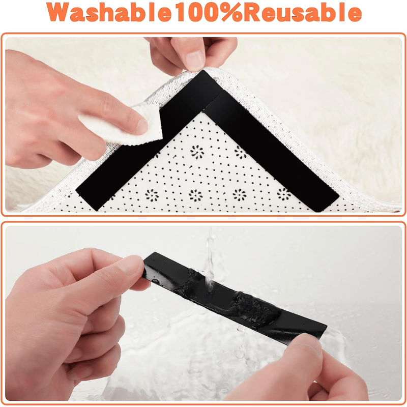 12pcs Rug Tape Double Sided Anti Curling Non Slip Reusable Rug Pad