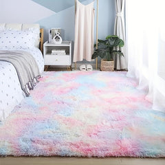 Soft Tie Dyed Large Area Rug Fluffy Shaggy Indoor Nursery Kids Rug