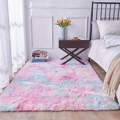 Soft Tie Dyed Large Area Rug Fluffy Shaggy Indoor Nursery Kids Rug