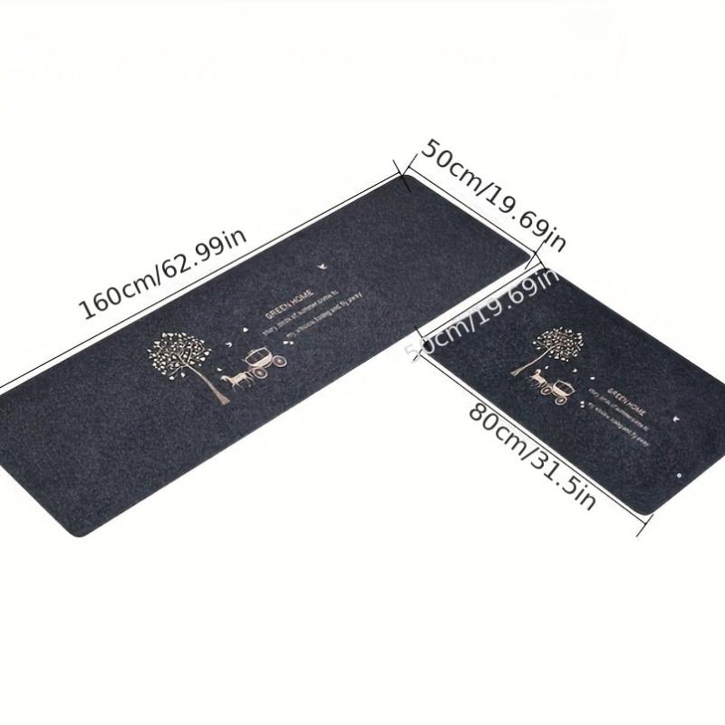 2pcs Anti Fatigue Kitchen Rug Set Absorbent Bath Mat Laundry Floor Mat Doormat