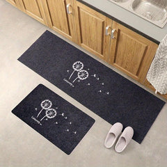 2pcs Anti Fatigue Kitchen Rug Set Absorbent Bath Mat Laundry Floor Mat Doormat