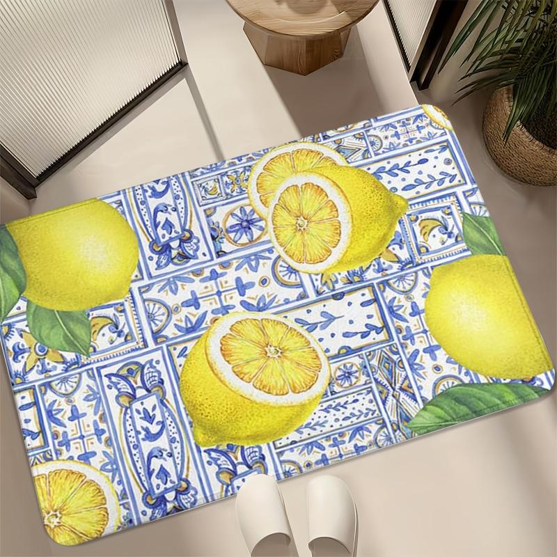 Lemon Pattern Floor Mat Non slip Area Rug Soft Comfort