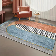 Abstract Nordic Area Rug Geometric Pattern Washable Carpet