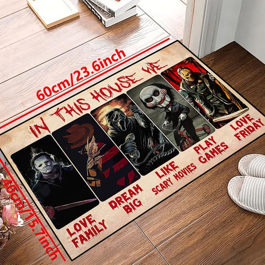Horror Anime Floor Rug for Halloween, Machine Washable, Waterproof Carpet