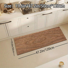 Soft Diatom Mud Kitchen Mat Wood Grain Rubber Backing Non-slip Mat