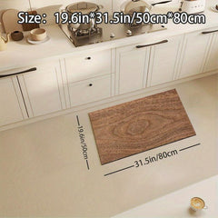 Soft Diatom Mud Kitchen Mat Wood Grain Rubber Backing Non-slip Mat