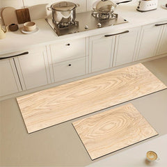 Soft Diatom Mud Kitchen Mat Wood Grain Rubber Backing Non-slip Mat