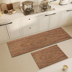 Soft Diatom Mud Kitchen Mat Wood Grain Rubber Backing Non-slip Mat