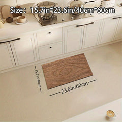 Soft Diatom Mud Kitchen Mat Wood Grain Rubber Backing Non-slip Mat