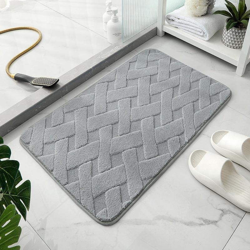 Geometric Embossed Floor Mat Soft Non Slip Bath Rug Solid Bath Mat Absorbent Car