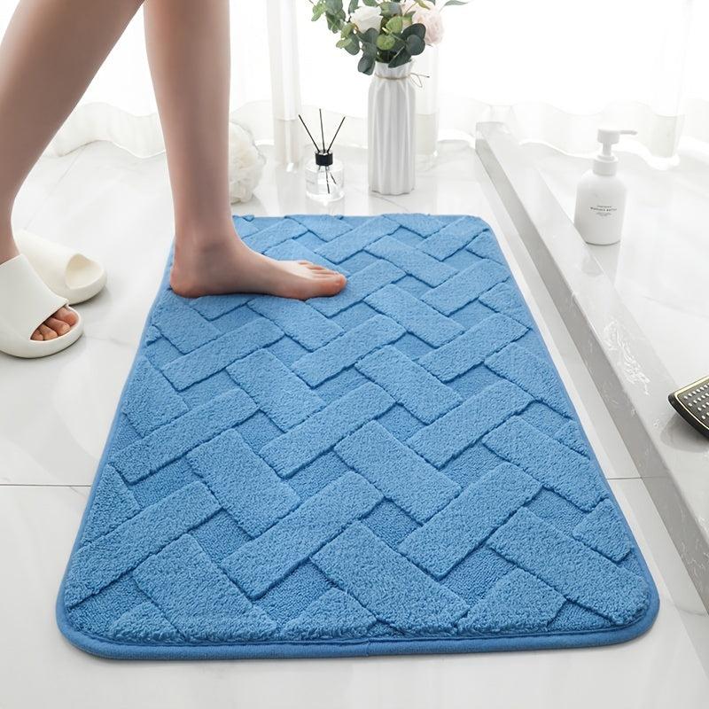 Geometric Embossed Floor Mat Soft Non Slip Bath Rug Solid Bath Mat Absorbent Car