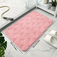 Geometric Embossed Floor Mat Soft Non Slip Bath Rug Solid Bath Mat Absorbent Car