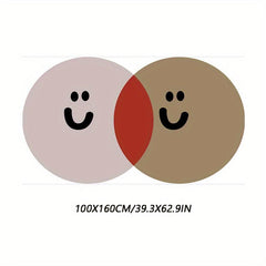 Soft Fluffy Area Rug Wool Pile Floor Mat Anti-slip Bedside Pad Round Smiley Face