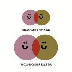 Soft Fluffy Area Rug Wool Pile Floor Mat Anti-slip Bedside Pad Round Smiley Face
