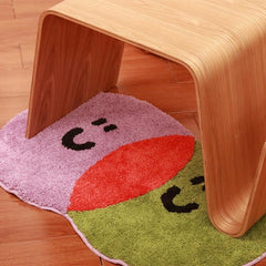 Soft Fluffy Area Rug Wool Pile Floor Mat Anti-slip Bedside Pad Round Smiley Face