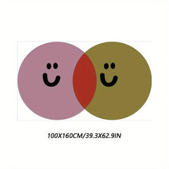 Soft Fluffy Area Rug Wool Pile Floor Mat Anti-slip Bedside Pad Round Smiley Face
