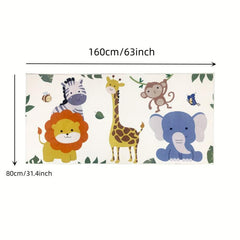 Kids Jungle Animals Kartoon Rug Machine Washable Toddler Padded Play Mat