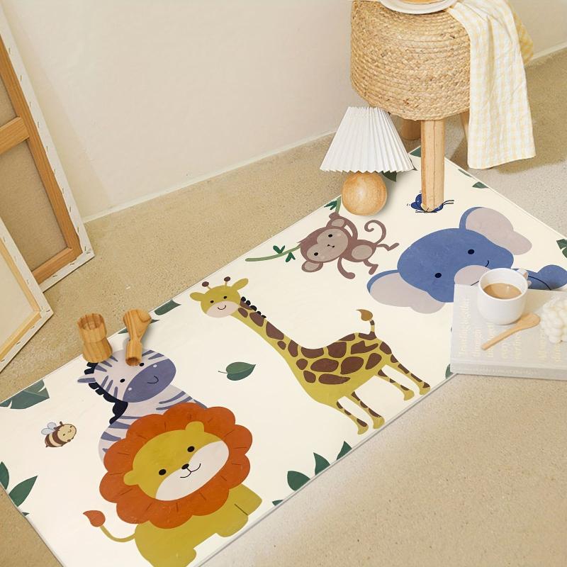 Kids Jungle Animals Kartoon Rug Machine Washable Toddler Padded Play Mat