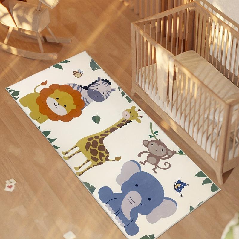Kids Jungle Animals Kartoon Rug Machine Washable Toddler Padded Play Mat