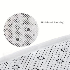 Red Rose Print Flannel Floor Mat Non-slip Absorbent Rug Machine Washable