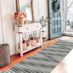 Striped Runner Rugs Non slip Cotton Backing Washable Farmhouse Runner Rugs