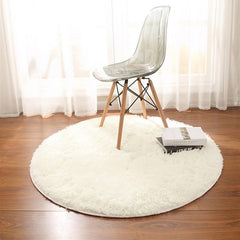 Fluffy Area Rug for Bedroom and Living Room - Plush Fuzzy Circular Mat