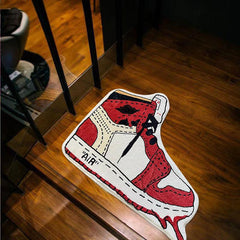 Sneakers Rug Bedroom Shaggy Shoe Shape Floor Mat Irregular Carpet Boys