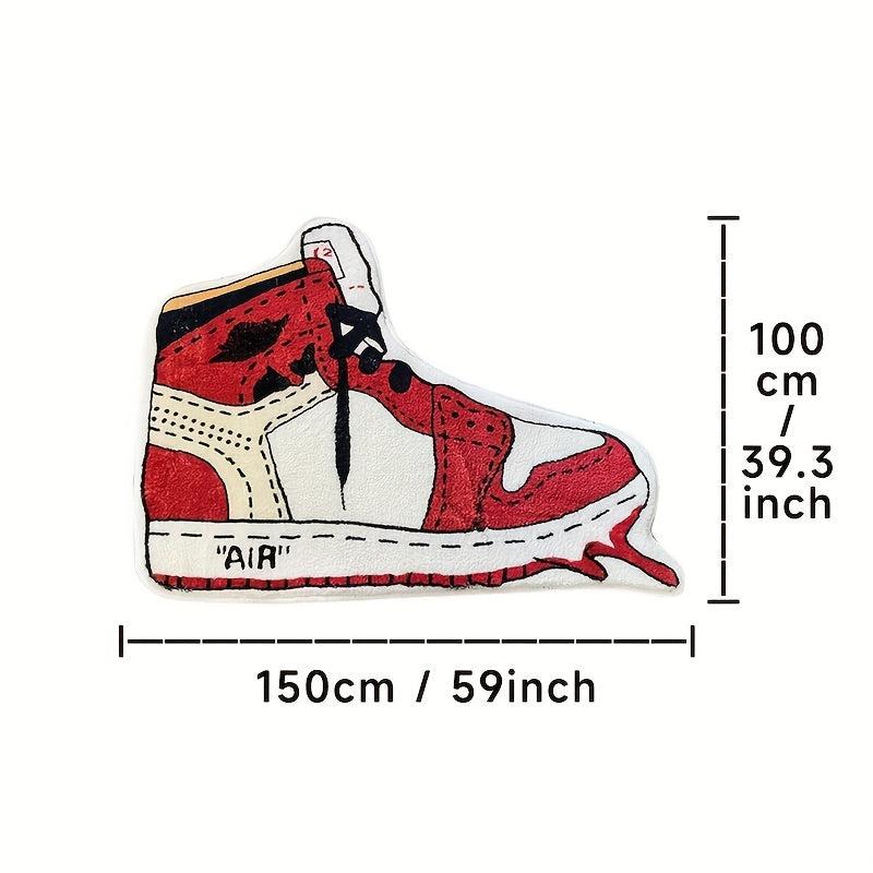 Sneakers Rug Bedroom Shaggy Shoe Shape Floor Mat Irregular Carpet Boys