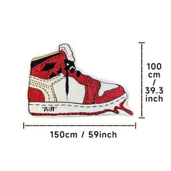 Sneakers Rug Bedroom Shaggy Shoe Shape Floor Mat Irregular Carpet Boys