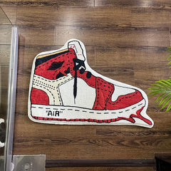 Sneakers Rug Bedroom Shaggy Shoe Shape Floor Mat Irregular Carpet Boys