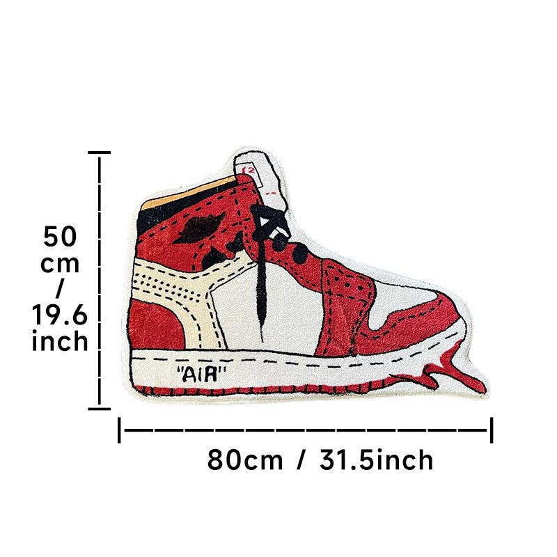 Sneakers Rug Bedroom Shaggy Shoe Shape Floor Mat Irregular Carpet Boys