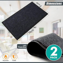 2pcs Front Door Mat Welcome Mats Entryway Mats For Shoe Scraper Steel Gray