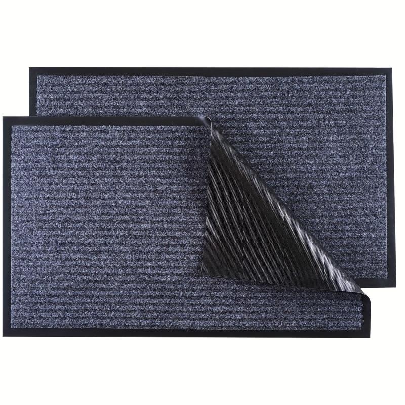 2pcs Front Door Mat Welcome Mats Entryway Mats For Shoe Scraper Steel Gray