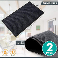 2pcs Front Door Mat Welcome Mats Entryway Mats For Shoe Scraper Steel Gray
