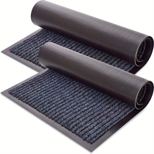 2pcs Front Door Mat Welcome Mats Entryway Mats For Shoe Scraper Steel Gray