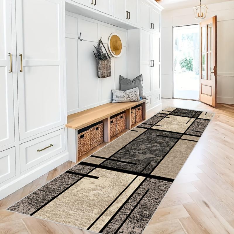 Modern Geometric Runner Rug Soft Long Anti-fouling Kitchen Mat Non Slip