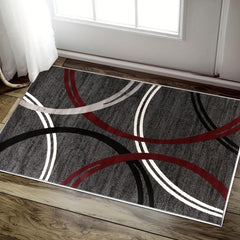 Modern Wavy Circles Area Rug Easy To Wash Indoor Rug